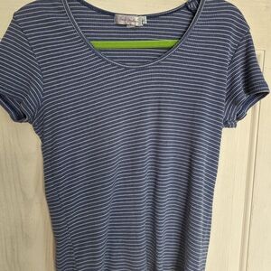 Fresh Produce Blue and White Striped Short Sleeve Tee